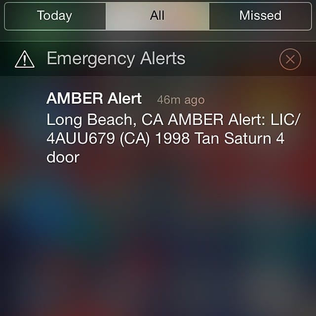 First time seeing one of these #amberalert on my iPhone, I live 7 miles away from any freeway so I guess that's why. Hmm, my work is a block from a fr